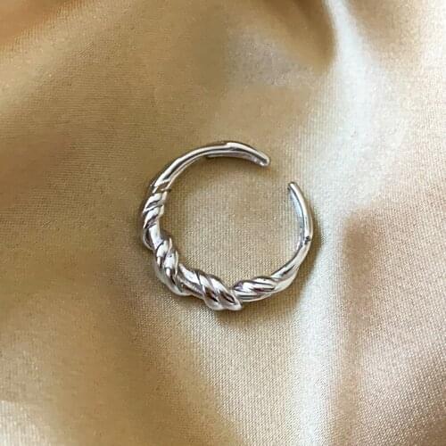 Hot Brand Pure S925 Sterling Silver Luxury Jewelry For Women Layers Irregular Glossy Jewelry Engagement Branch Open Twist Ring