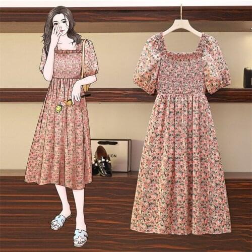 Echoine Plus Size Women Chiffon Floral Pattern High Waist Mid-length Dress For Women Elegant Beach Wear Drop Shipping