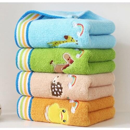 2Pcs Pure Cotton Face TowelBamboo Fiber Thickening Small Towel for Infant Baby Embroidery Wipes Hand Towel Kids Wash Bath Towel
