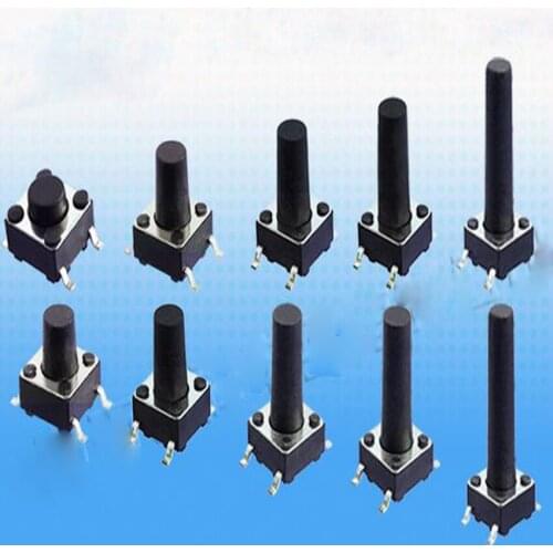 200PCS/Lot SMD Push Button Switch 6*6MM 6*6 SMT Light touch switch H= 5mm/6mm/7mm/8mm/9mm/10mm