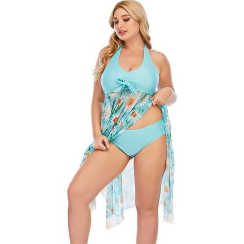 2021 Sexy 2pcs Large Size Women High Waist Summer Swimsuit Fresh Cover Push Up Bikini Women Fashion Underwear Beach Dresses