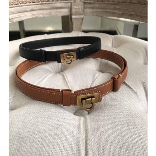 2021 Female Genuine Leather Waistband Womens Accessories Fashion Cowhide High-quality Thin Office Belt Metal Buckle