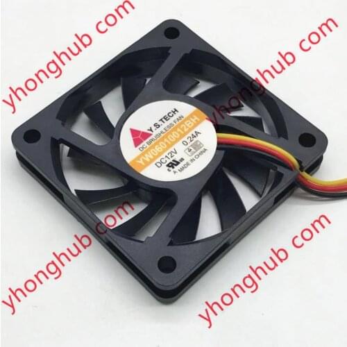 Y.S TECH YW06010012BH Server Cooling Fan DC 12V 0.24A 60x60x10mm 3-wire