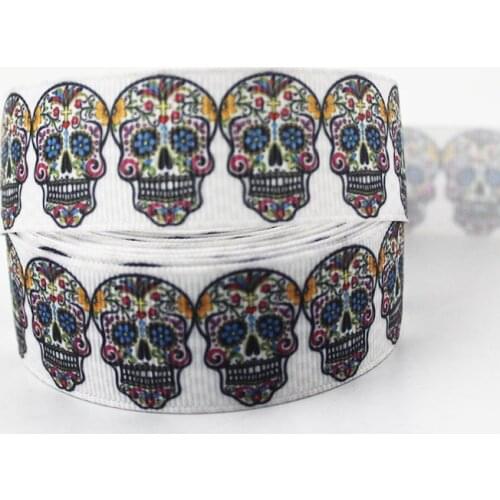 38mm Big skull print grosgrain ribbon 10/25/50yards DIY gift wrap sewing wedding decor ribbon