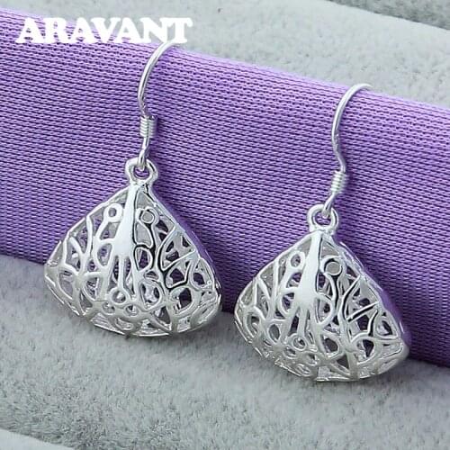 925 Silver Ethnic Hollow Pattern Dangle Earrings Women Silver Earring Christmas Jewelry Gifts