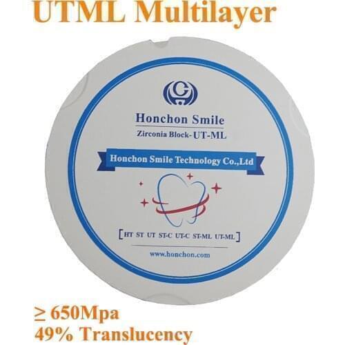 95*22mm UTML Dental Milling Zirconia Disc for Zirkonzahn M1 M3 M4 M5 in Multilayer Shades