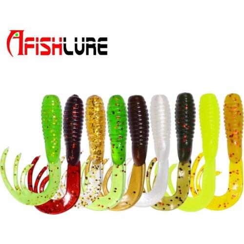 Afishlure 50pcs/bag 38mm/0.7g Soft Plastics Grubs Worms Lure Bait Fishing Rock Freshwater Small Game Tackle Shad Dart Jig