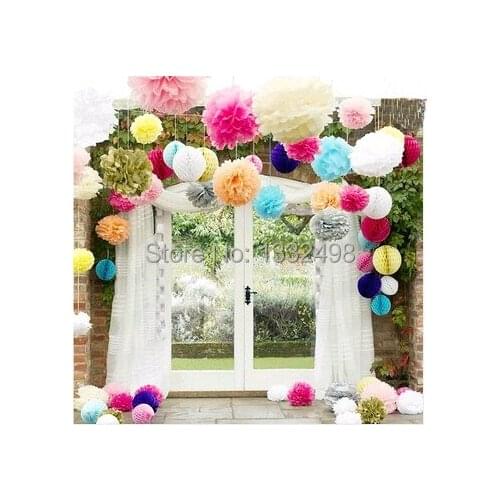 Free Shipping 30 Colors 20'' 50CM Tissue Paper Pom Poms Flowers Pom Poms Ball Wedding Shower Home Tea Party Decoration 200 Pcs