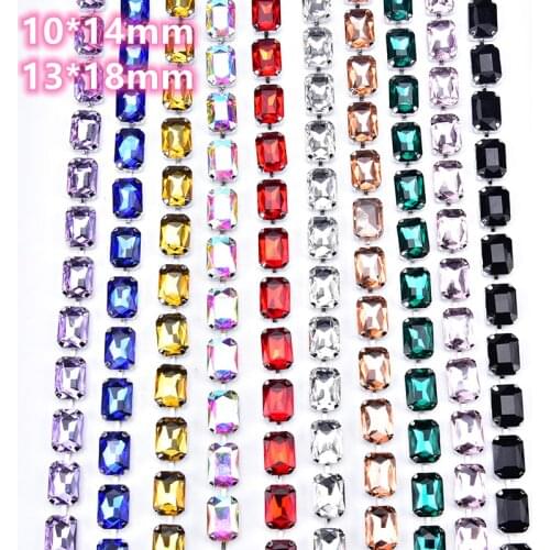 1 Yard Rectangle 10*14mm Glass Claw Chain 13*18mm Rhinestone Crystal Cup Chains Trimming Handmade Bridal Wedding Decoration