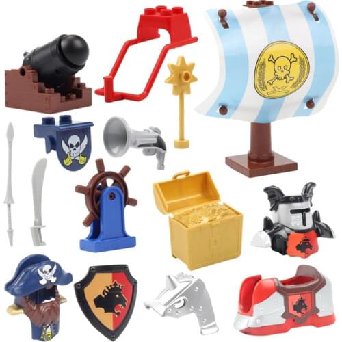 War Big building blocks accessories castle knight pirate Sail Cannon armor compatible Duplos Assemble blocks Toys children gift