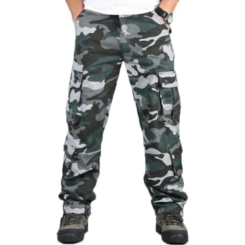 Camo Pants Men Military Multi Pocket Cargo Trousers Hip Hop Joggers Urban Overalls Outwear Camouflage Tactical Pants Wholesale