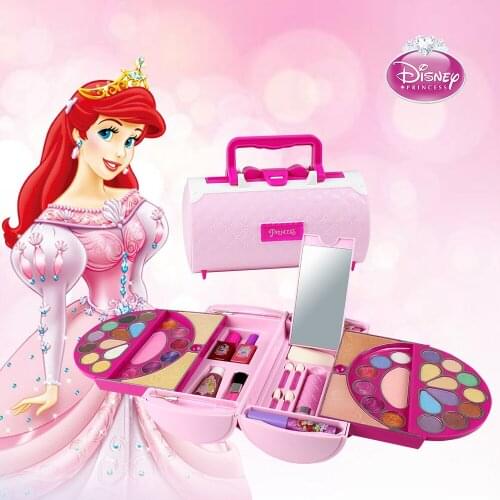 House Pretend Play Toys for Girls Dinsey Mermaid Ariel princess makeup set Eyeshadow Lipgloss Cosmetic kit toy children gift