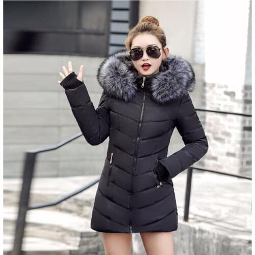 Dugujunyi 2019 Winter Jacket Women Parkas for Coat Female Faux raccoon fur plus size 3XL outerwear long jacket slim jaqueta