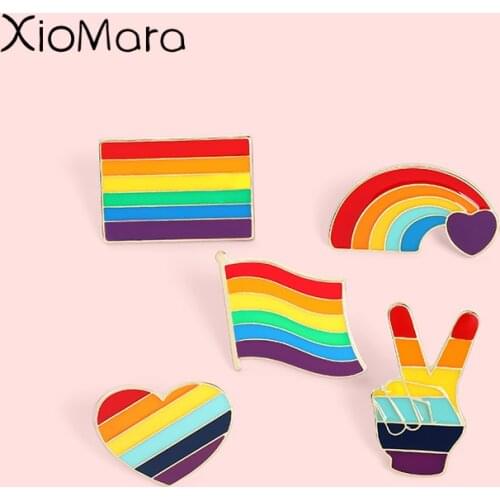 Rainbow LGBT Enamel Pins Equal Right To Love Brooches Badges Clothes Bag Pins Cartoon Jewelry Gift for Friends