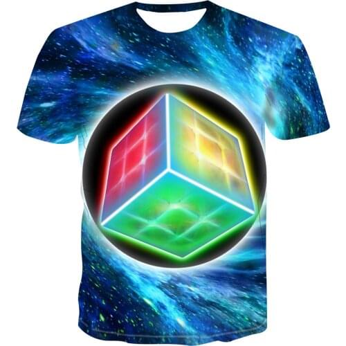 Rubik 3D round neck pocket short sleeve T-shirt for men and women s s-6xl
