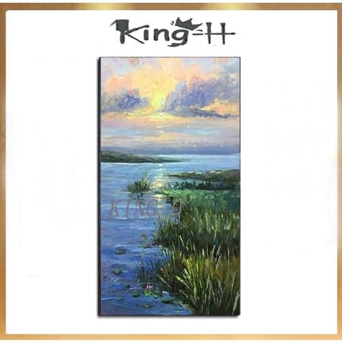 Sunrise scene knife painting modern abstract paintings, hand-painted canvas oil painting art sofa photos household adornment wal