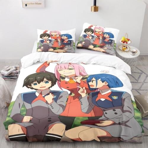Darling In The Franxx Bedding Set Bedspread Single Twin Full Queen King Size Bed Sets Childrens Kid Bedroom Duvetcover Cotton