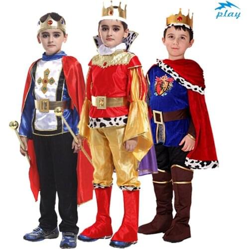 SATCOPY King with Cloak Belt Prince King Crown Cosplay Costume Birthday Party Gift Children Boys Halloween Christmas Cosplay