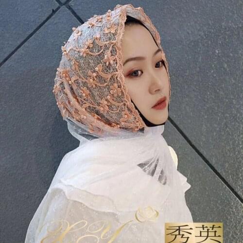 Embroidery Fashion Lace Long Shawls Muslim Women Hijab Clothing