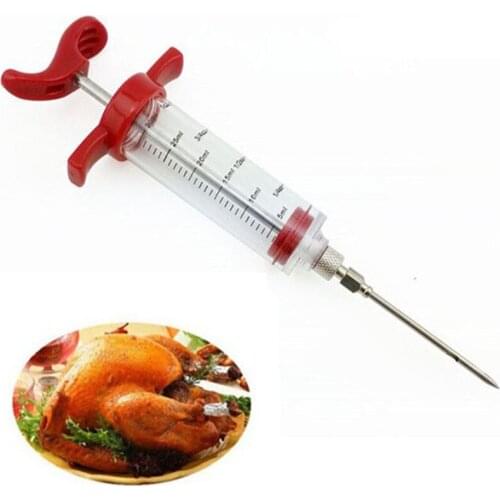 Hoomall Stainless Steel Needles Spice Syringe Marinade Injector Flavor Syringe Cooking Meat Poultry Turkey Chicken BBQ Tool