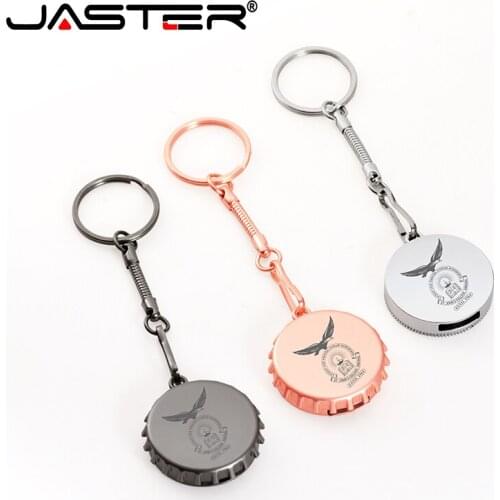 JASTER USB 2.0 Metal Bottle Cap USB Micro Flash Disk Metal Gift 32GB 64GB Send boyfriend girlfriend Custom logo Creative Gift