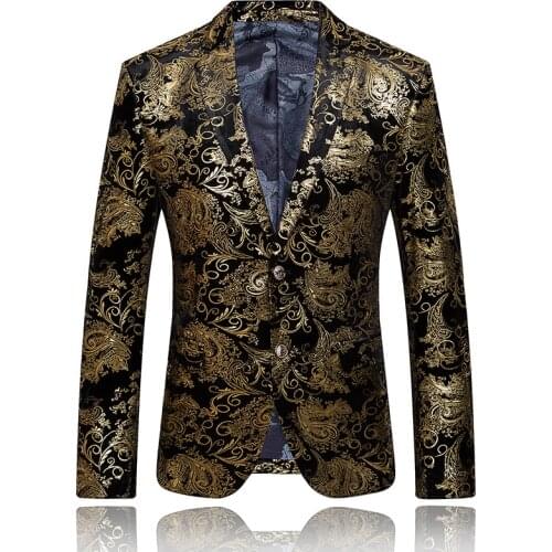 Mens Fashion Boutique Flat Flannelette High-end Brand Suit / Printed Men Casual Suit Blazers Local Tyrants Gold Wedding Dress