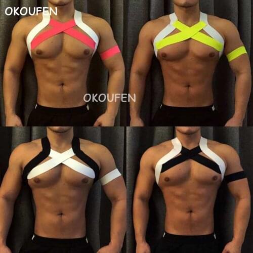 Mens shoulder strap European and American decoration carnival party chest strap underwear decoration matching performance wear