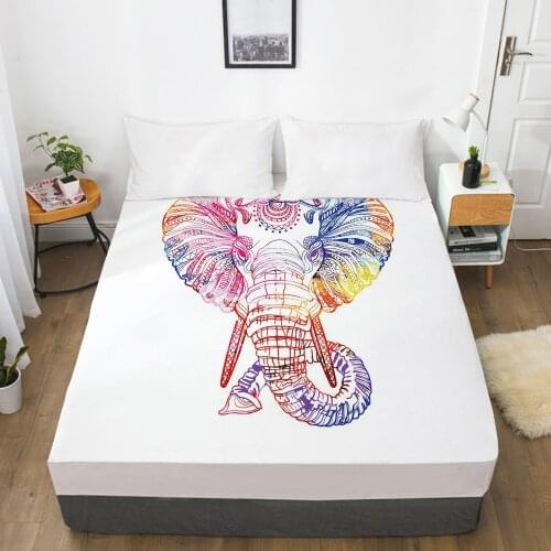 Customize Fitted Sheets Mattress Cover With Elastic Band 3D Bedsheet Linens 135x200 90x200 Bed Sheet Bedding Bohemia Elephant