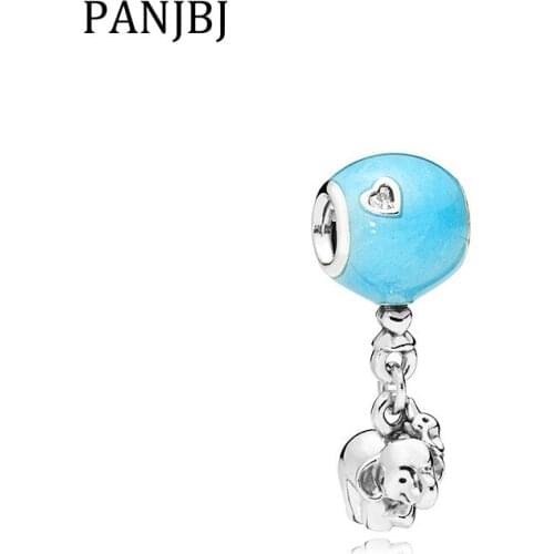 New Original Free Shipping Silver Plated Bead Alloy Elephant Blue Balloon Charm Fit Bracelet Necklace DIY Women Jewelry