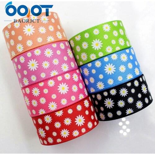 OOOT BAORJCT 176304 22mm 10yard Flower Ribbons Thermal transfer Printed grosgrain Wedding Accessories DIY handmade material