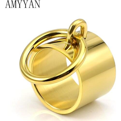 Simple Design Style Rings for Women Gold Color Ring Bague Femme Wedding Rings Classic Chunky Ring Minimalist Jewelry