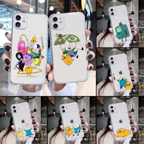 Cartoon Adventure Time Phone Case Transparent For iphone 5 5s se 2 6 6s 7 8 12 mini plus X XS XR 11 PRO MAX transparent silicone
