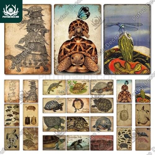 Putuo Decor Turtle Sign Metal Signs Vintage Tin Sign Funny Room Decor Poster Plate for Bar Kitchen Club Man Cave Wall Decoration