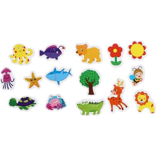 12Pcs colorful Mix Ocean Animals Wooden Fridge Magnet Creative Cartoon 3D Stickers Toys