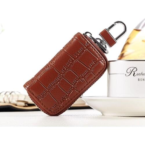 6 Colors Option Both Men Women Suitable Crocodile Pattern Second Layer Cow Leather Car Key Wallet Bag