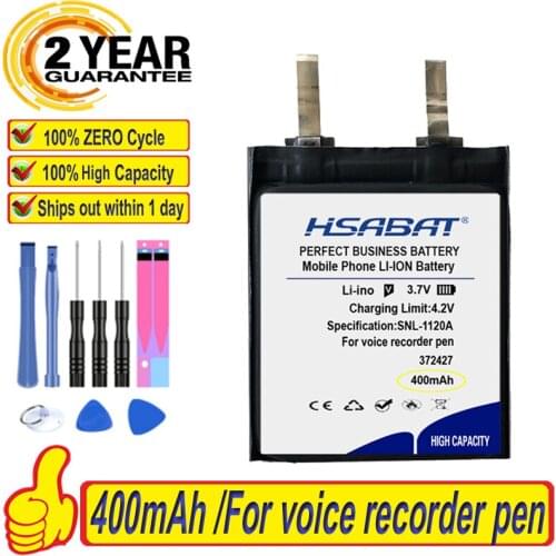 Top Brand 100% New 400mAh 372427 Battery for voice recorder pen,smartband;bluetooth,mp3,smart watch Batteries