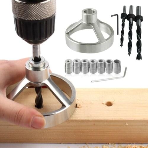 Stainless Steel Vertical Drill Guide Hole Puncher Fixtures Wood Positioning Doweling Jig Locator for DIY Carpentry Tools