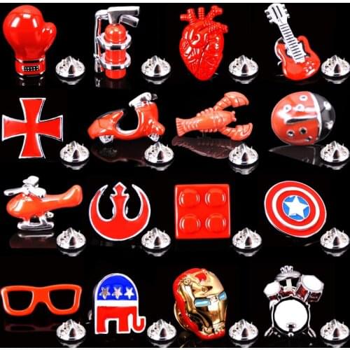 High quality mens red Brooch fashion jewelry cross dice playing card Brooch French shirt Wedding Suit LAPEL BADGE PIN gift