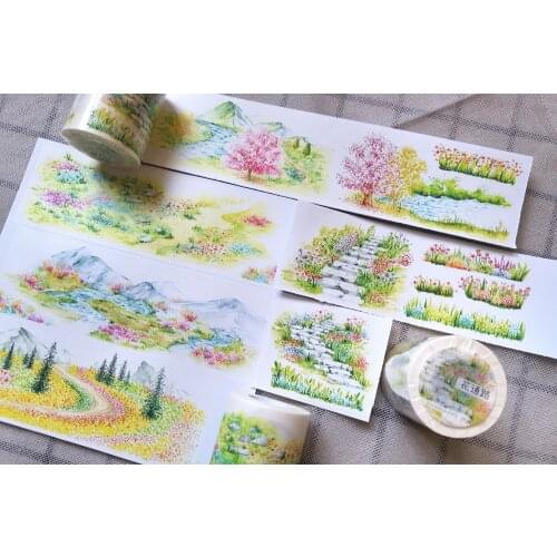 Washi Tape Roll journal Landscape, Grass Diy Decorative Elements