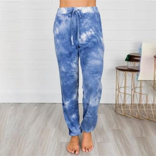 2021 Tie Dye Women Pencil Pants Elastic Waist Bloomers Fashion Drawstring Causal Sporting Pants