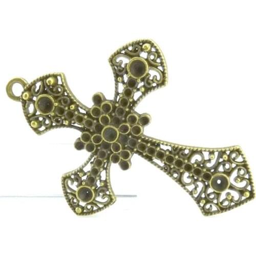 1pcs Antique Bronze 78*56mm Cross Charms Pendant For Jewelry Making Bracelet Vintage Accessories