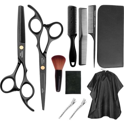 10 pcs hair cutting shears scissors set barber accessories barber tools salon equipment kappersschaar thinning accesorios cut