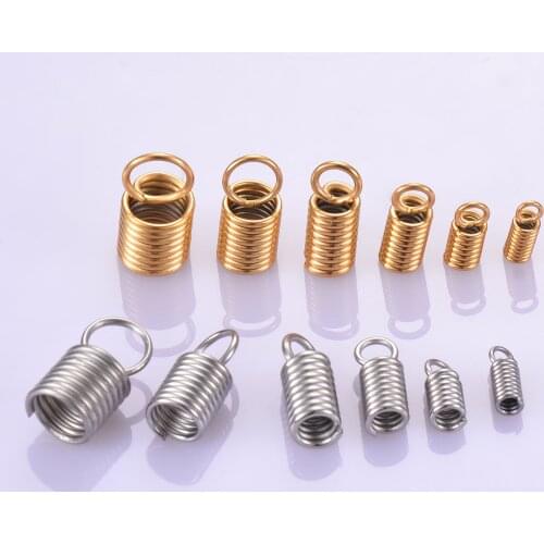 20 pcs Stainless Steel Spring Crimp Clasps Leather Ends Fastener End Caps Connectors For DIY Bracelet Necklace Jewelry Making