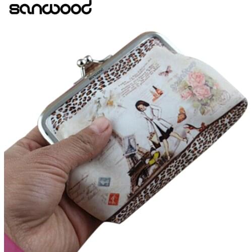 2015 Women Flower Printed Hasp Zero Purse Clutch Bag Key Coin Card Holder Wallet 6O3A