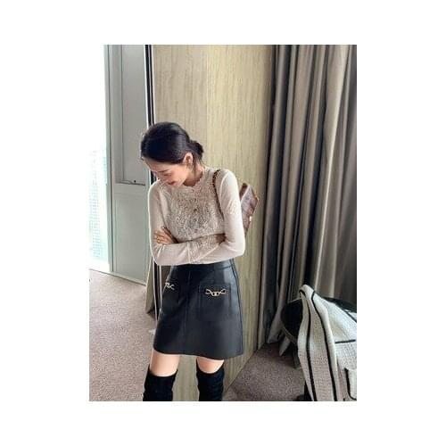 2021 New Fashion Real Genuine Sheep Leather Skirt G4