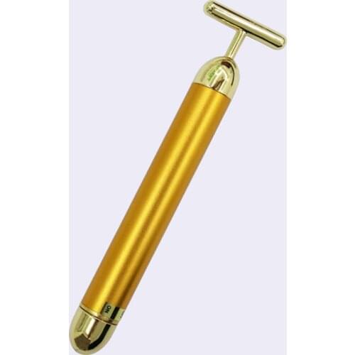 24K Gold Roller Vibrating Facial Massager Slimming Facial Skin Beauty Bar Pulse Firming Face Massage Lift Tightening Wrinkle Bar