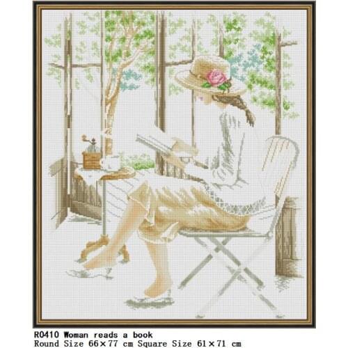 5D Diamond Full drilling DIY Full Round drill Square Diamond Painting Woman reads a book Embroidery Picture Home Decoration