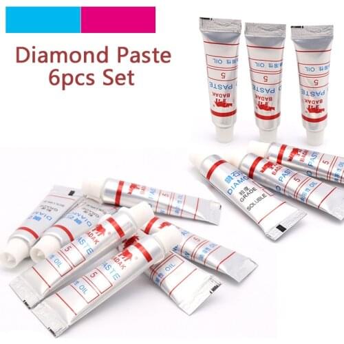 6pcs W0.5 ~40 Diamond Polishing Abrasive Lapping Paste Grinding Polishing Paste Compound Syringes Micron Glass Metal Tools