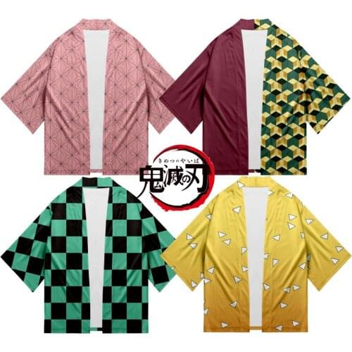Anime Demon Slayer Kimetsu No Yaiba Tanjiro Kamado Cosplay Costume Women Men Kimono Plus Size Jackets Halloween Party Capes