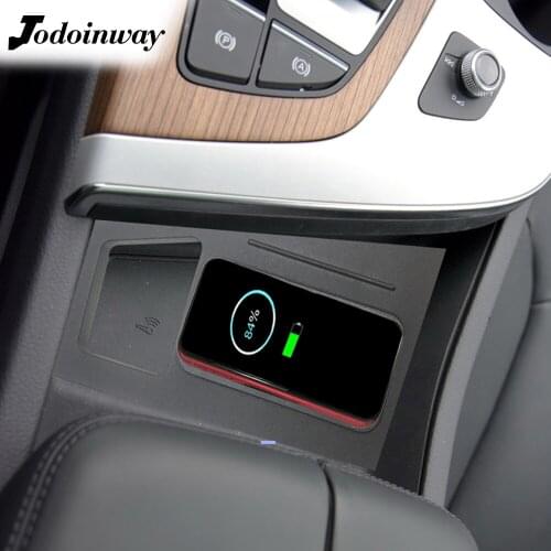 Car wireless charger for Audi Q7 2016 2017 2018 armrest box phone charge case for Xiaomi 10 qi fast charging panel accessories